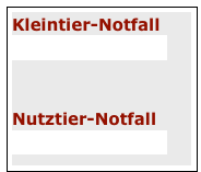 Kleintier-Notfall
... was ist zu tun?


Nutztier-Notfall
... was ist zu tun?
